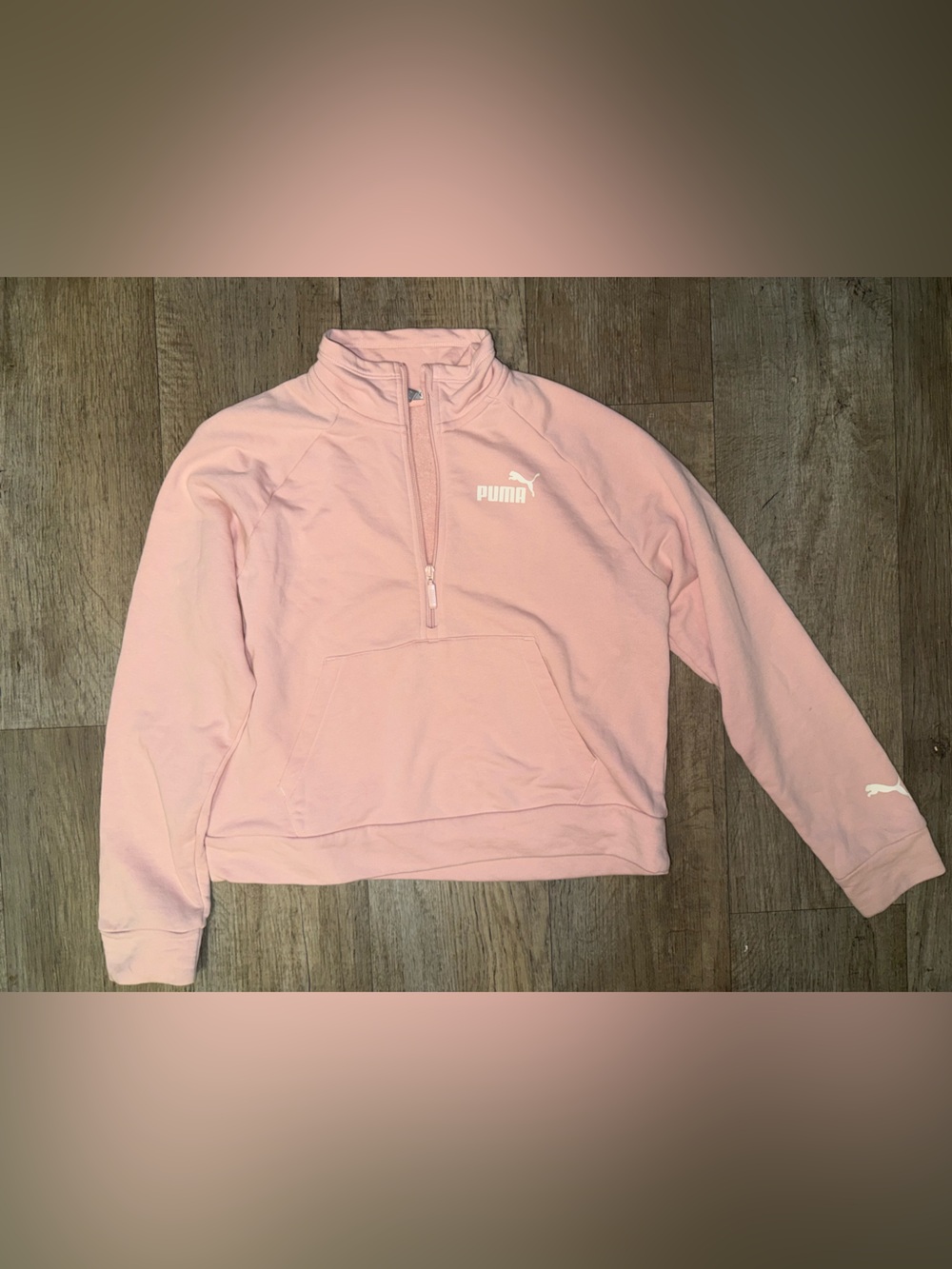 Puma Women's Light Pink Quarter-Zip Pullover Turtleneck Sweater